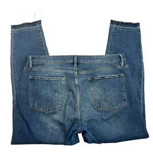 Frame Womens Le Garçon Crop Jeans Denim Size 31 Fringe Hem Boyfriend Medium Wash
